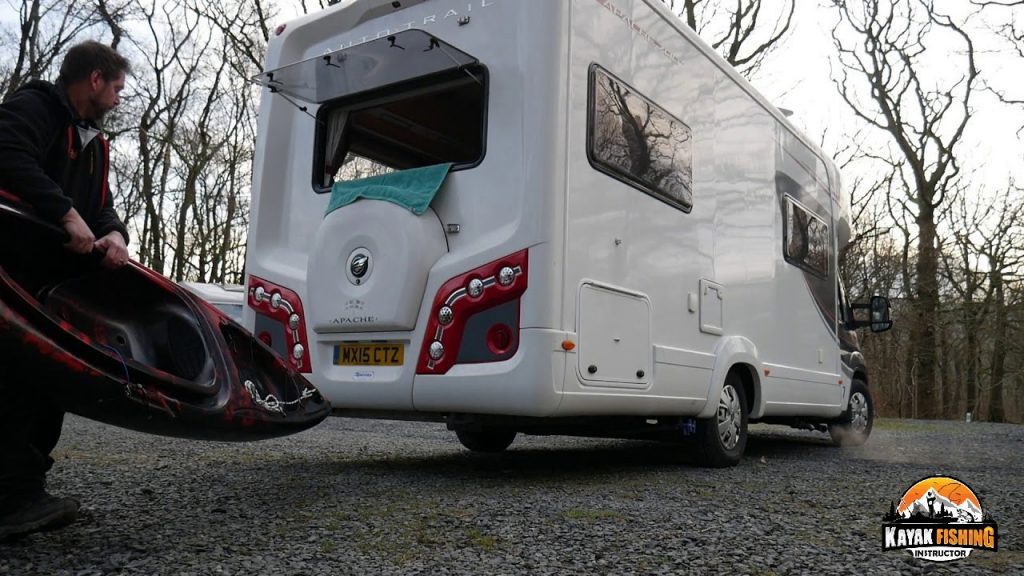how to carry a kayak on a motorhome internal storage